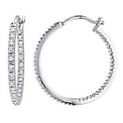 .25 ct. t.w. Diamond Inside Outside Hoop Earrings in Sterling Silver