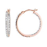 .25 ct. t.w. Diamond Inside Outside Hoop Earrings in Pink Plated Sterling Silver