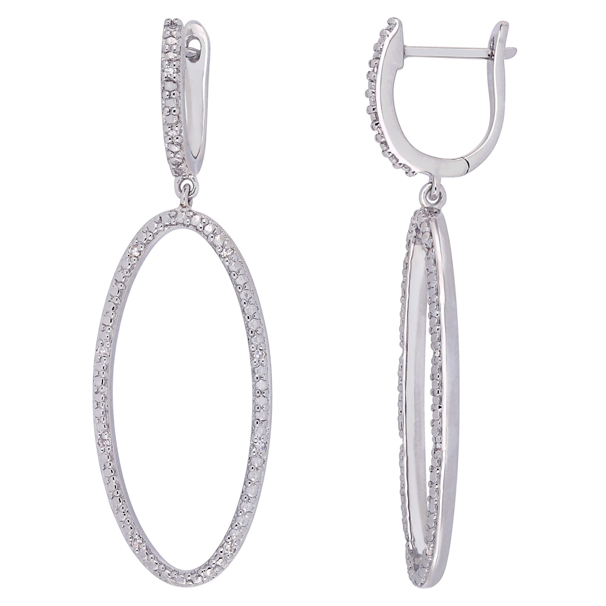 .1 ct. t.w. Diamond Oval Drop Earrings in Sterling Silver