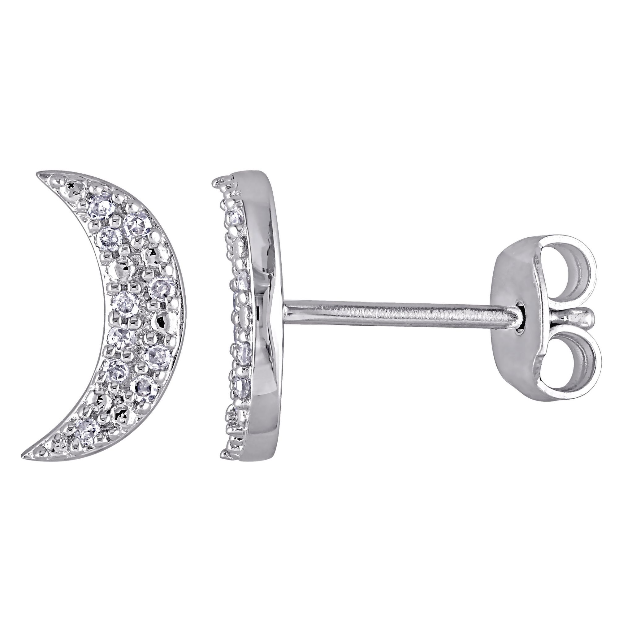 1 ct. t.w. Diamond Crescent Earrings in Sterling Silver | BJ's