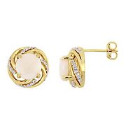 2.75 ct. t.g.w. Opal White Topaz Interlaced Swirl Halo Stud Earrings in Yellow Plated Sterling Silver