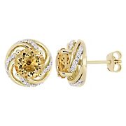 3.88 ct. t.g.w. Citrine and White Topaz Swirl Stud Earrings in Yellow Plated Sterling Silver