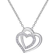 .1 ct. t.w. Diamond Double Heart Pendant with Chain in Sterling Silver