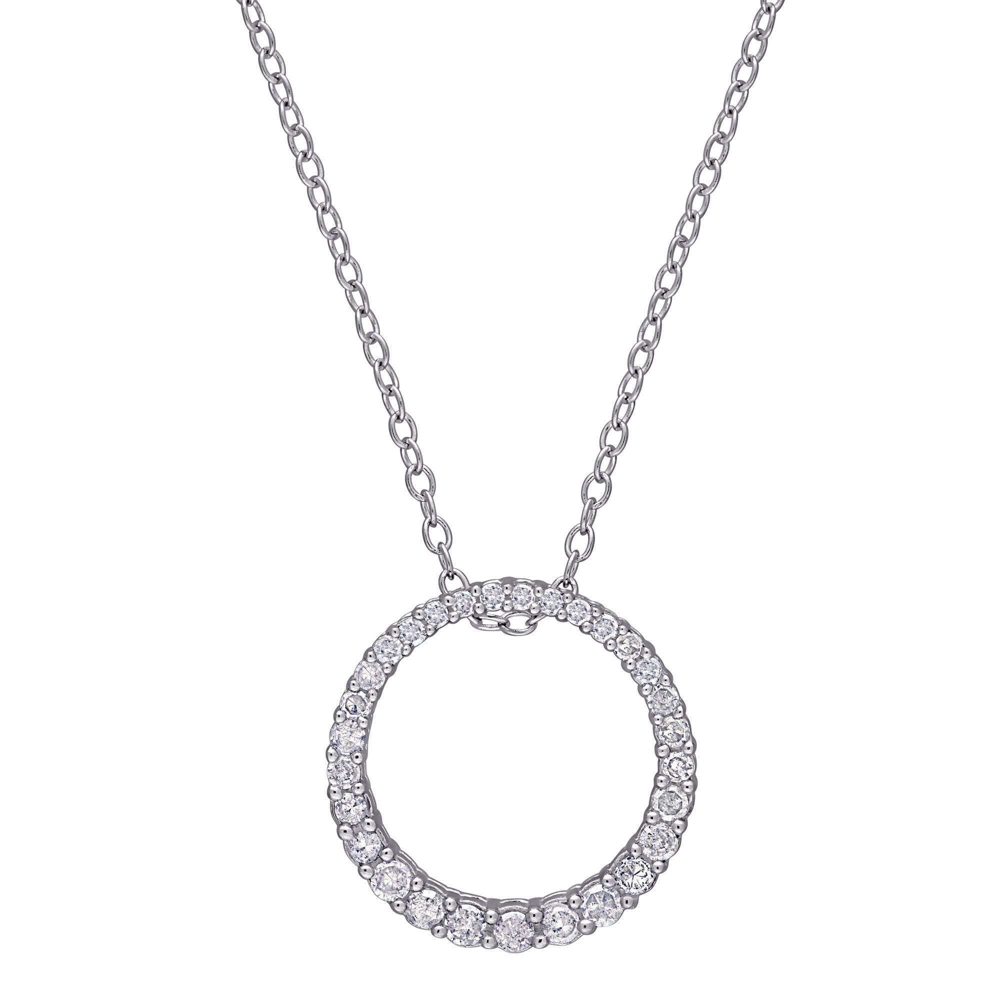 .33 ct. t.w. Diamond Circle Pendant with Chain in Sterling Silver