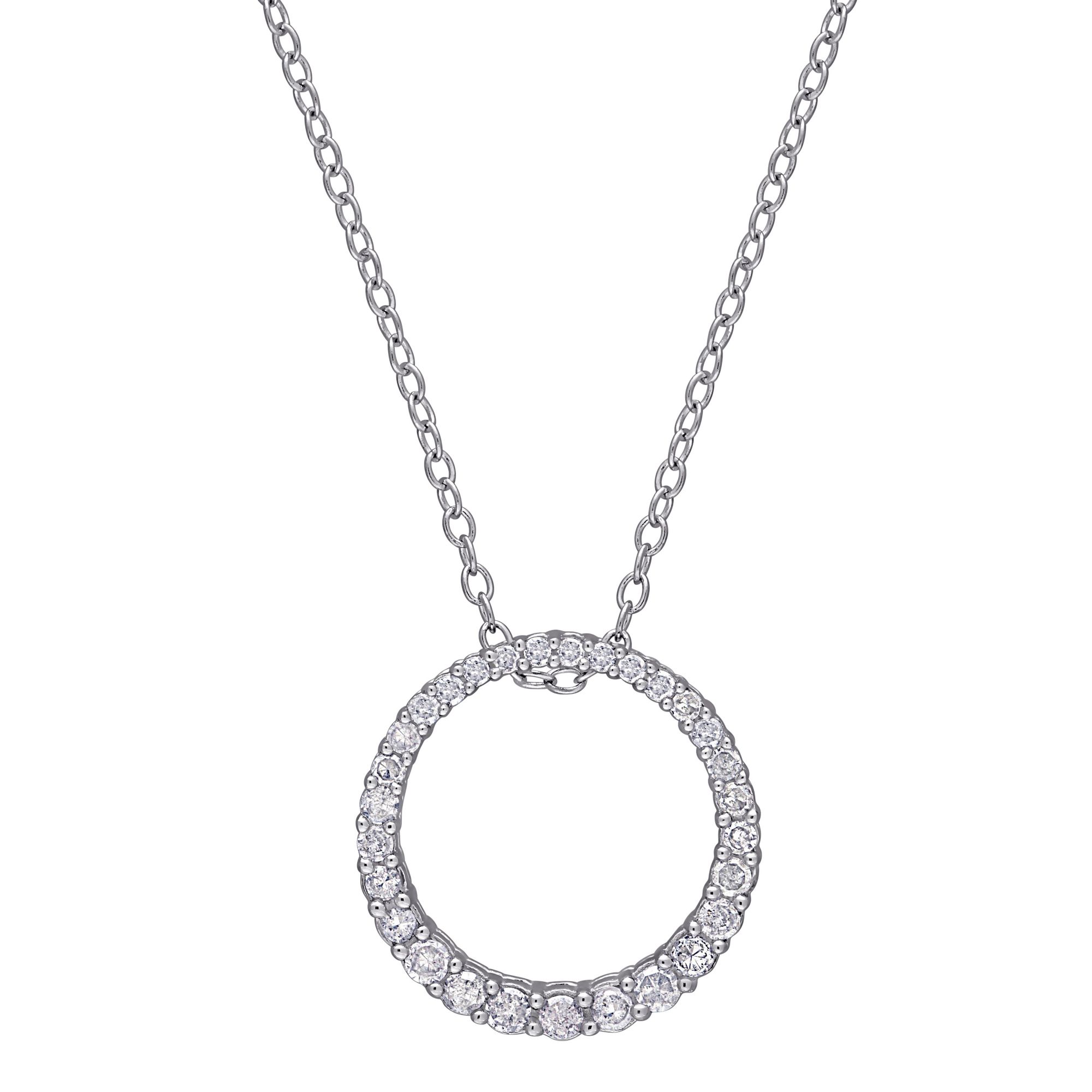 12 ct. t.w. Diamond Circle Pendant Choker Necklace with Black Velvet Cord  and Sterling Silver. 13