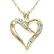 Diamond Heart Pendant with Chain in Yellow Plated Sterling Silver