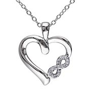 Diamond Infinity Heart Pendant with Chain in Sterling Silver