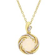 1.38 ct. t.g.w. Opal White Topaz and Diamond Accent Interlaced Swirl Halo Pendant with Chain in Yellow Plated Sterling Silver