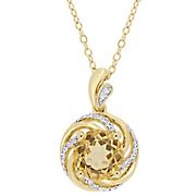 1.88 ct. t.g.w. Citrine White Topaz and Diamond  Swirl Necklace in Yellow Plated Sterling Silver