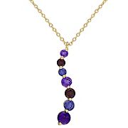 1.6 ct. t.g.w. Multi-Gemstone Graduated Drop Pendant with Chain in Yellow Plated Sterling Silver