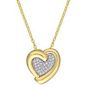 .16 ct. t.d.w. Diamond Heart Pendant with Chain in Yellow Plated Sterling Silver