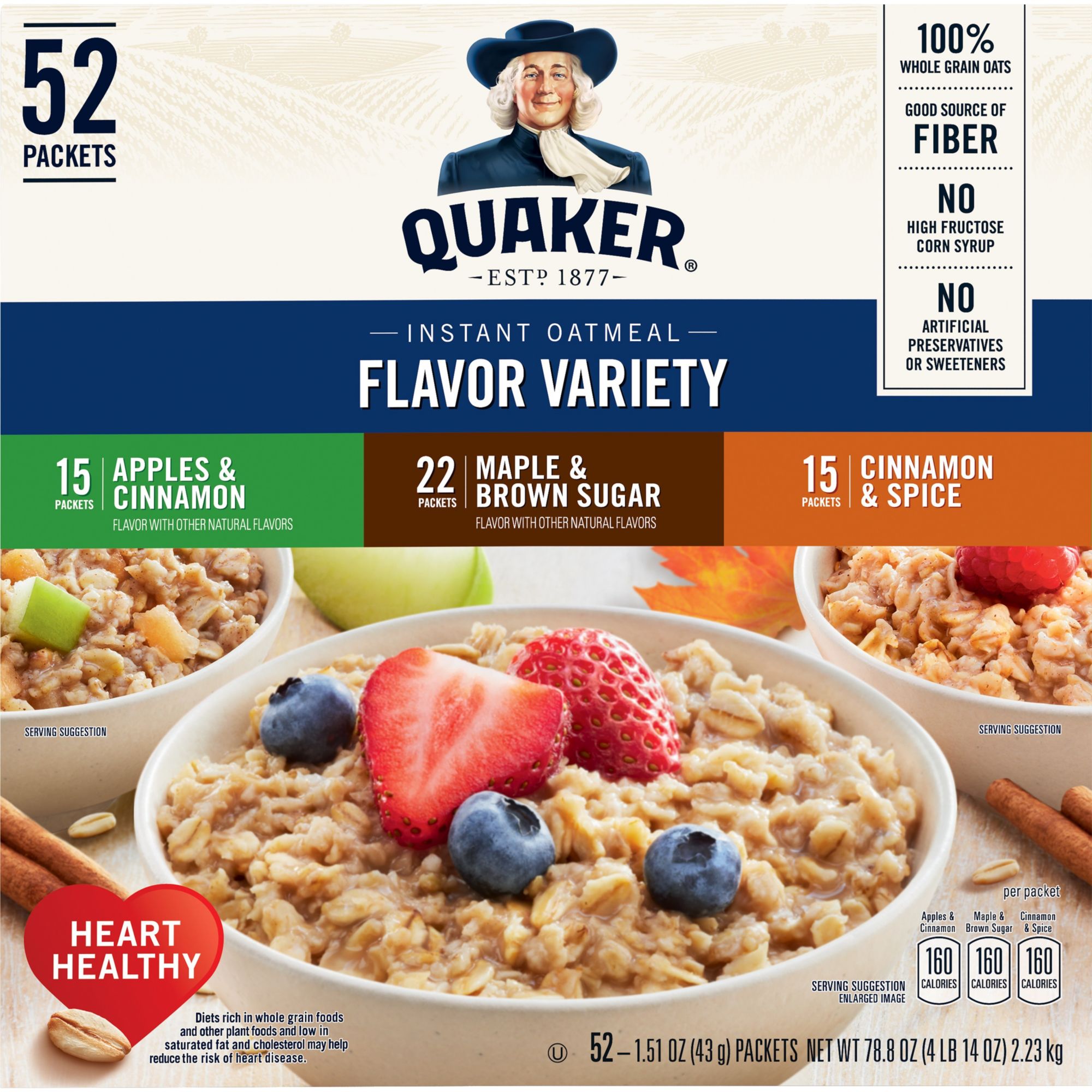 Quaker Oats 100% Natural Whole Grain Quick 1- Minute Oats, 2 pk./40 oz.