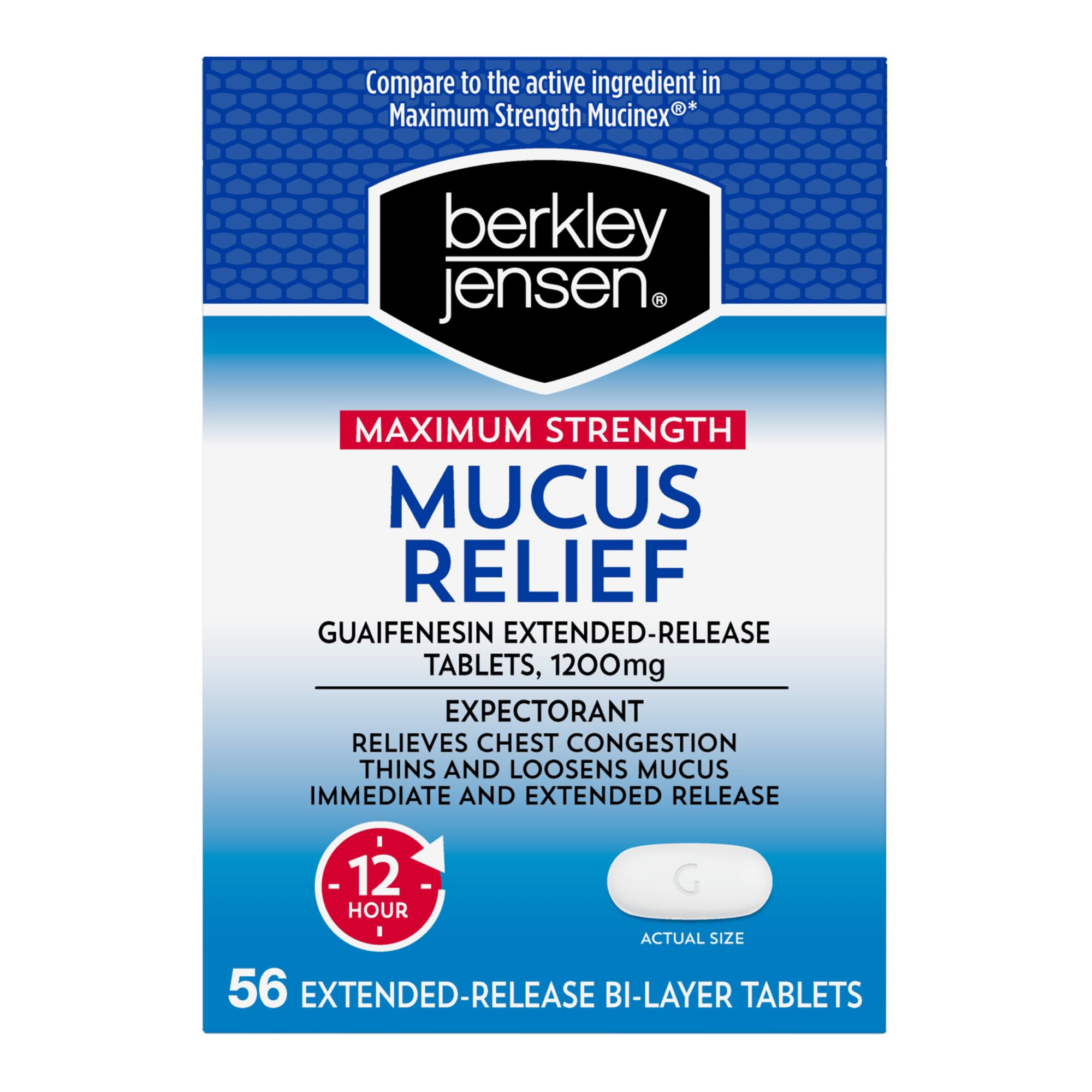 Berkley Jensen Maximum Strength Mucus Relief, 56 ct.