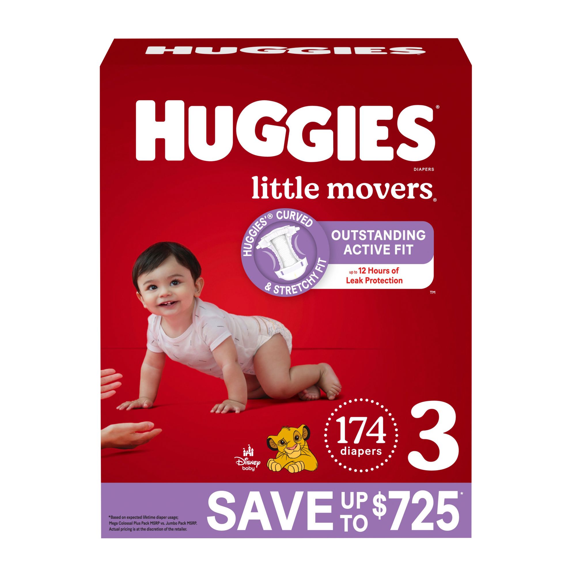  Huggies Size 3 Diapers, Little Snugglers Baby Diapers, Size 3  (16-28 lbs), 156 Count : Baby