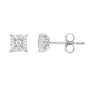.10 ct. t.w. Diamond Square Earrings in Sterling Silver