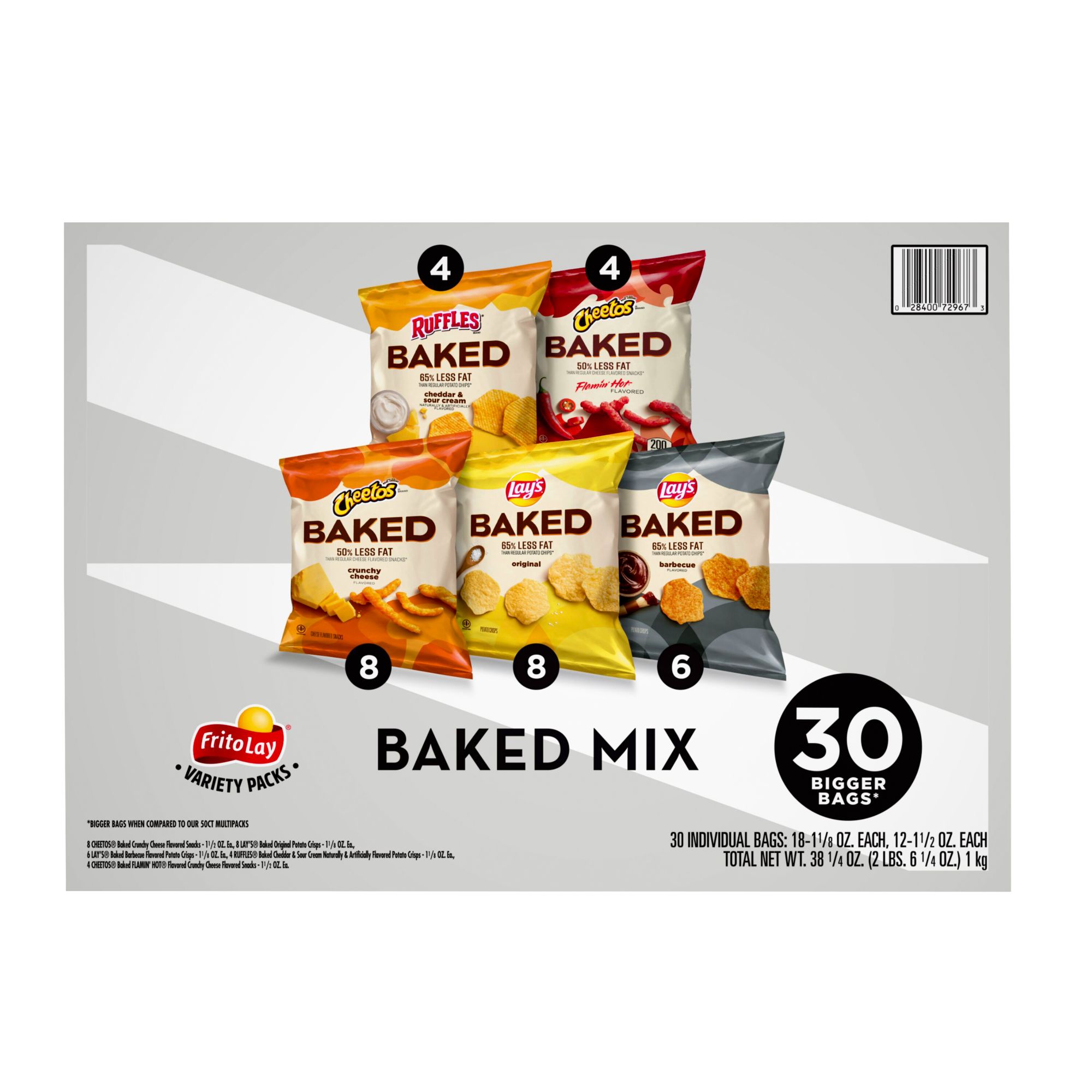 Frito Lay Variety Pack of Baked Snacks and Chips, Baked Mix, 30 ct.
