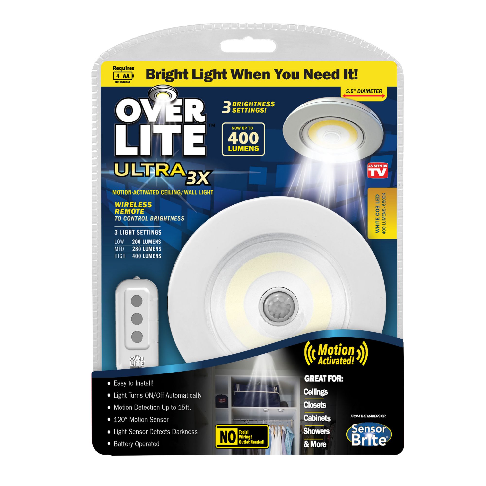 Over Lite Ultra 3X Motion Activated Ceiling/Wall Light
