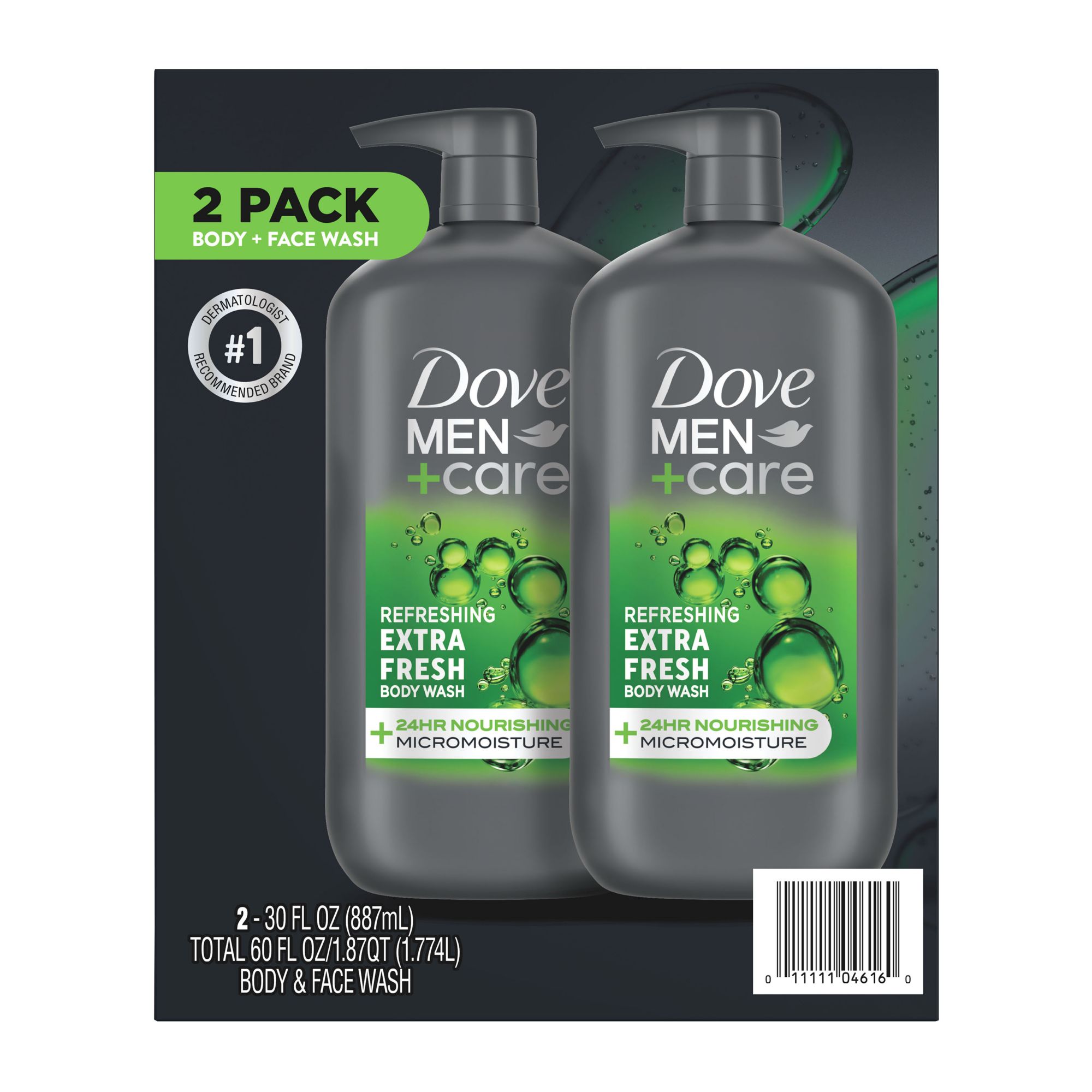 Dove Men+Care Extra Fresh Body & Face Wash, 2 pk./30 oz.
