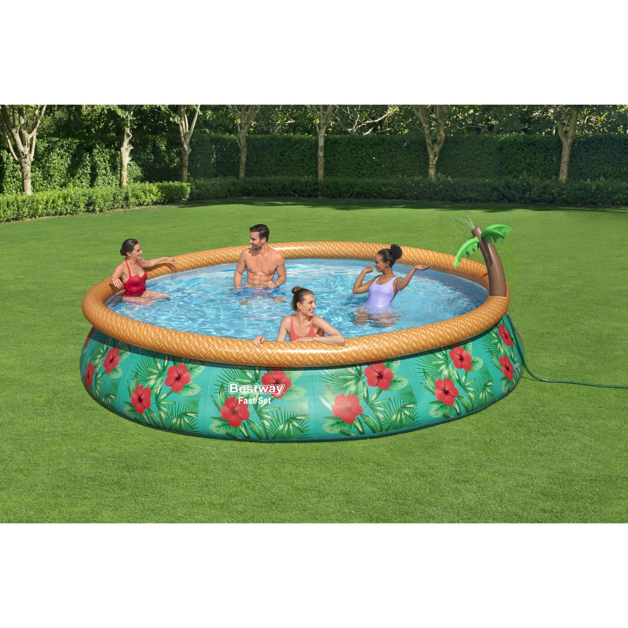 Best Way 15' Diam. x 33&quot;D Fast Set Paradise Palms Pool Set