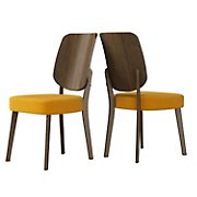 Handy Living Bensen Armless Side Chair with Wood Back & Seat Cushion - Mustard Yellow Linen, set of 2