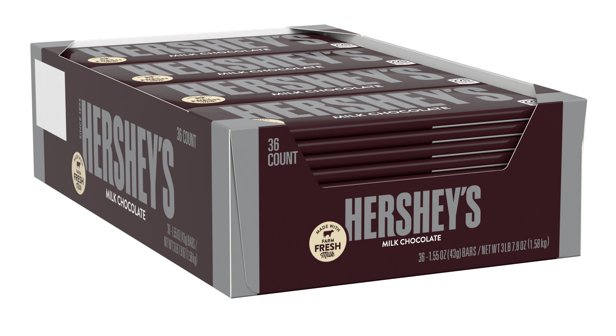 Hershey's Full Size Milk Chocolate Candy Bars Bulk Pack, 36 pk./1.55 oz.
