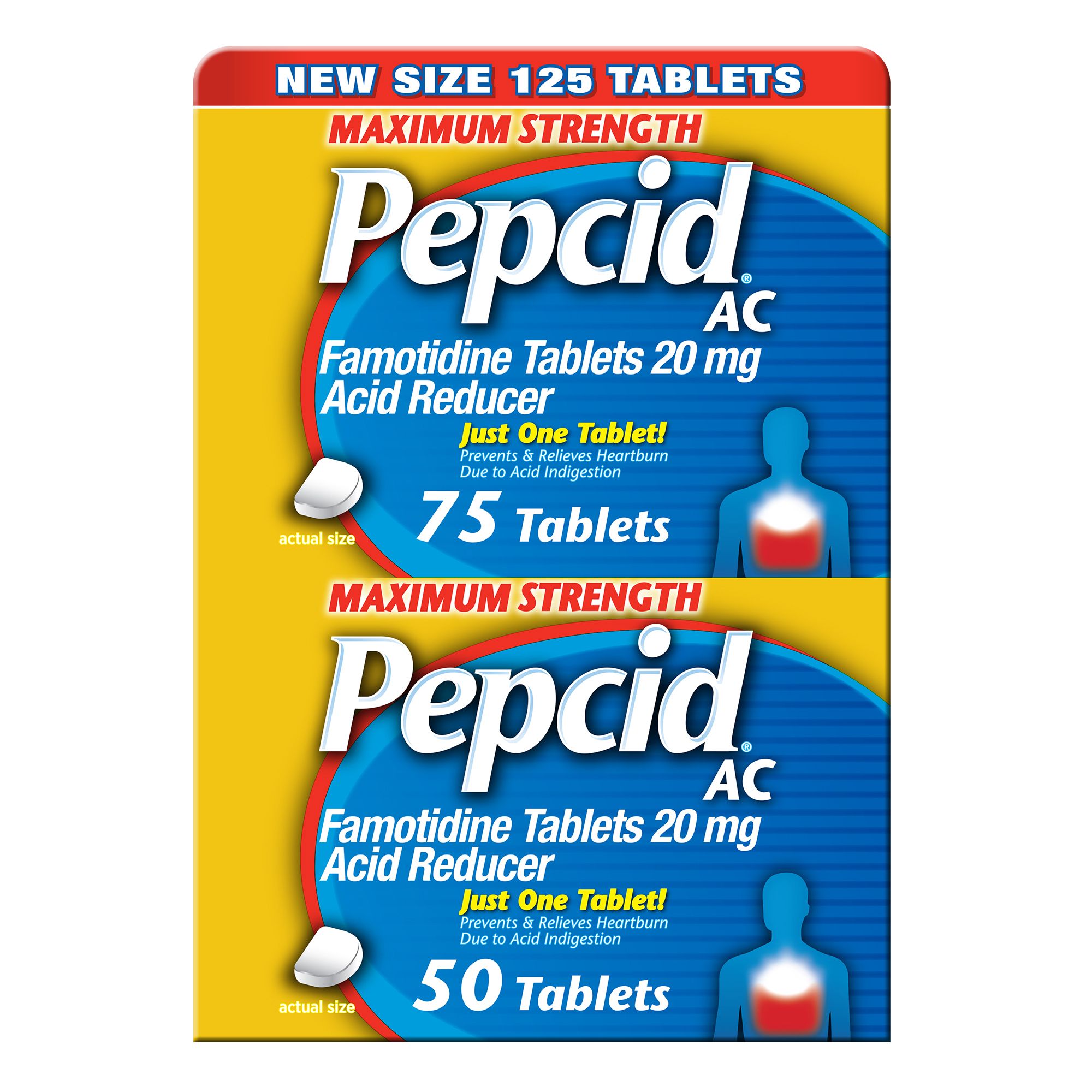 Pepcid AC Maximum Strength for Heartburn, 50 & 75 ct., 2 pk./125 ct.