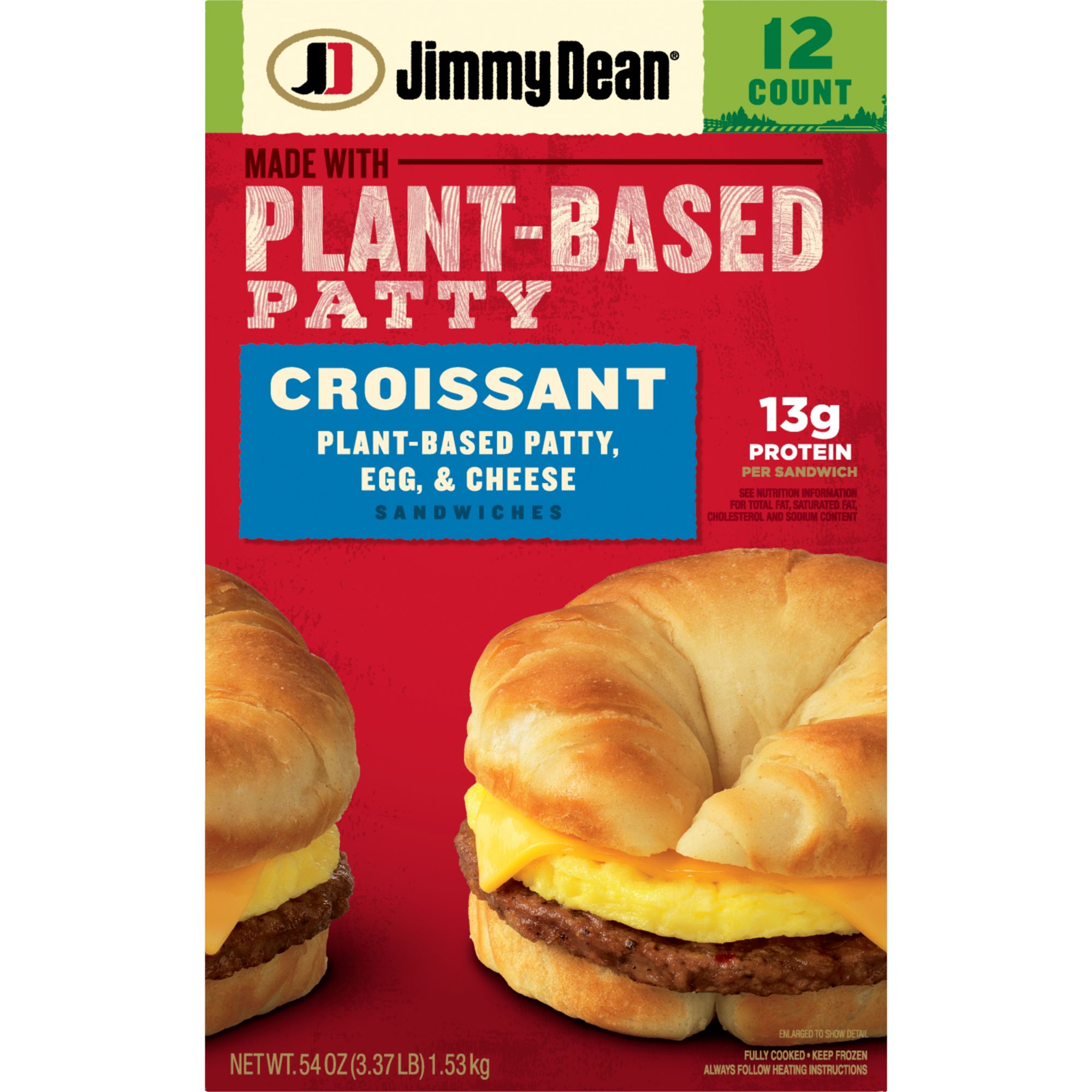 Jimmy Dean Plant-Based Patty, Egg and Cheese Croissant,  12 ct.