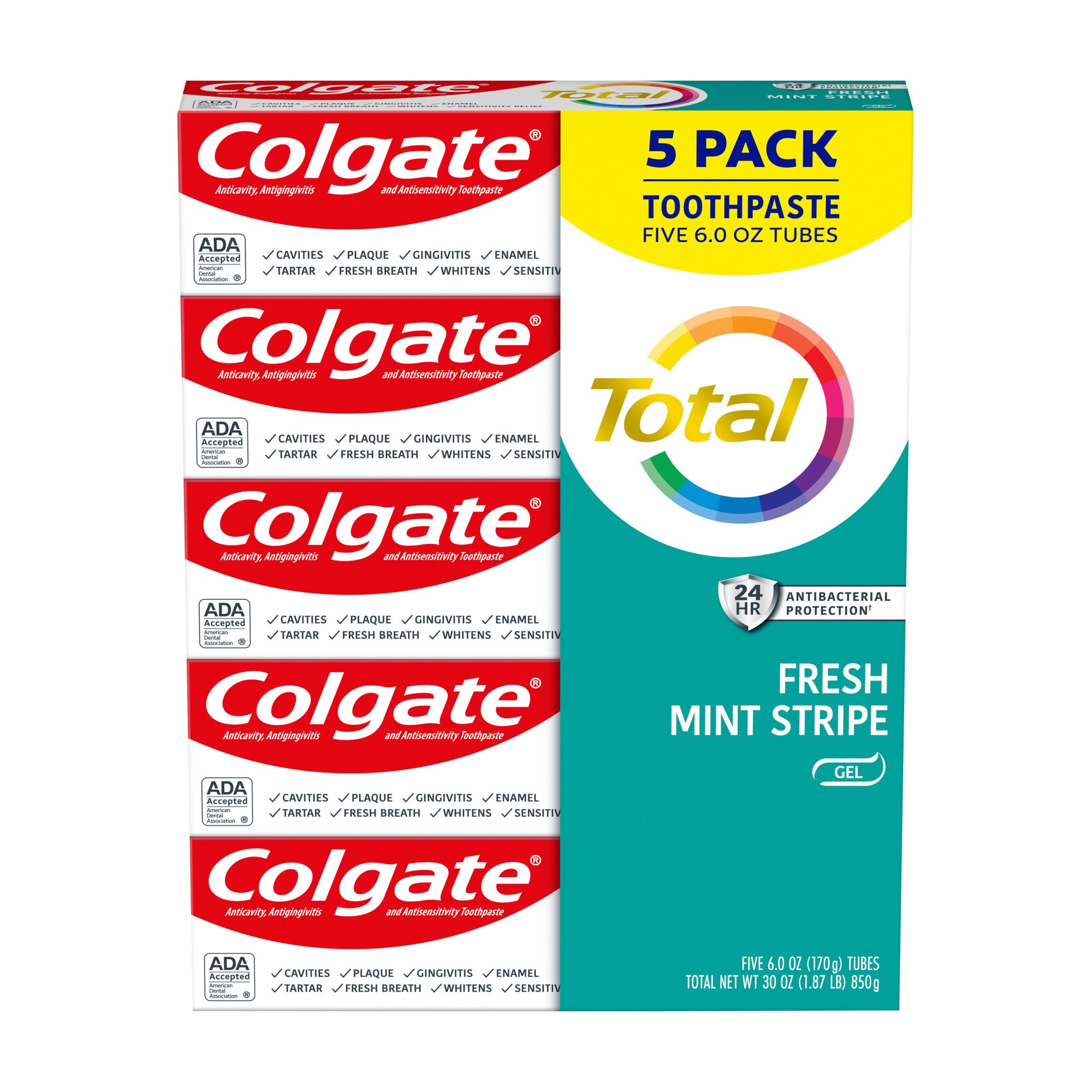 Colgate Total Fresh Mint Stripe Toothpaste, Mint Gel Toothpaste