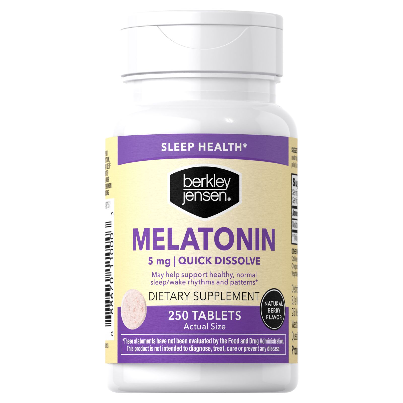 Berkley Jensen Melatonin 5mg Quick Dissolve Tablets, 250 ct.