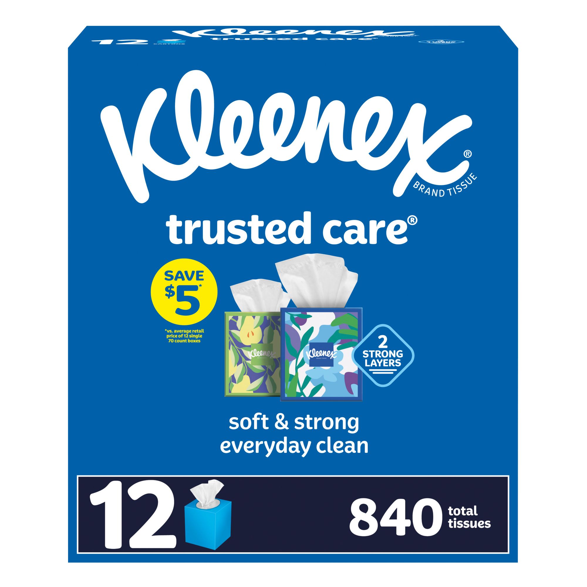 Kleenex Trusted Care 2-Ply Facial Tissues, 12 pk./70 Tissues per Box