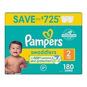 Pampers Swaddlers Diapers, Size 2, 180 ct.