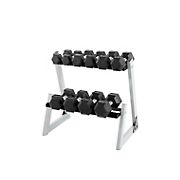 Weider 200 lbs. Rubber Hex Dumbbell Weight Set with Weight Rack