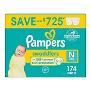Pampers Swaddlers Diapers, Size N, 174 ct.