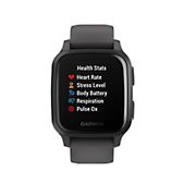 Garmin Venu Sq Smart Watch - Slate Aluminum Bezel with Shadow Gray Case and Silicone Band