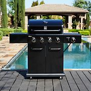Kenmore 4-Burner LP Gas Grill with Searing Side Burner - Black with Black Chrome Plated Hardware