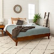 W. Trends Queen Transitional Solid Wood Platform Bed Frame - Walnut