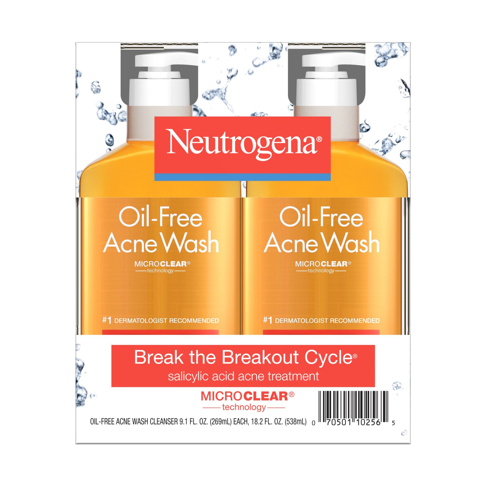 Neutrogena Oil-Free Salicylic Acid Acne Face Wash, 2 ct.