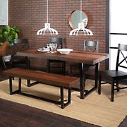 W. Trends 6 Piece Modern Farmhouse Solid Wood X Back Dining Set - Mahogany/Black