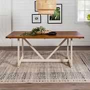 W. Trends Modern Farmhouse Solid Wood Trestle Dining Table - Reclaimed Barnwood/White Wash