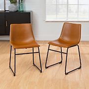 W. Trends 18&quot; Modern Industrial Faux Leather Dining Chair, Set of 2 - Whiskey Brown