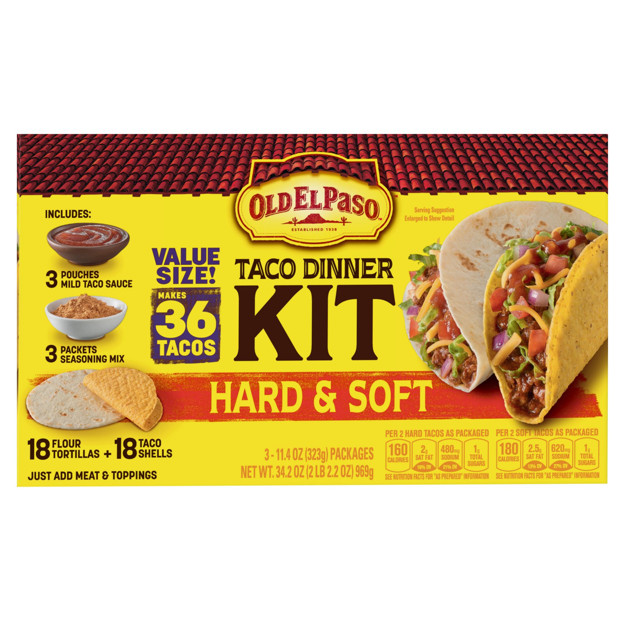 Old El Paso Hard & Soft Taco Dinner Kit, 3 pk.