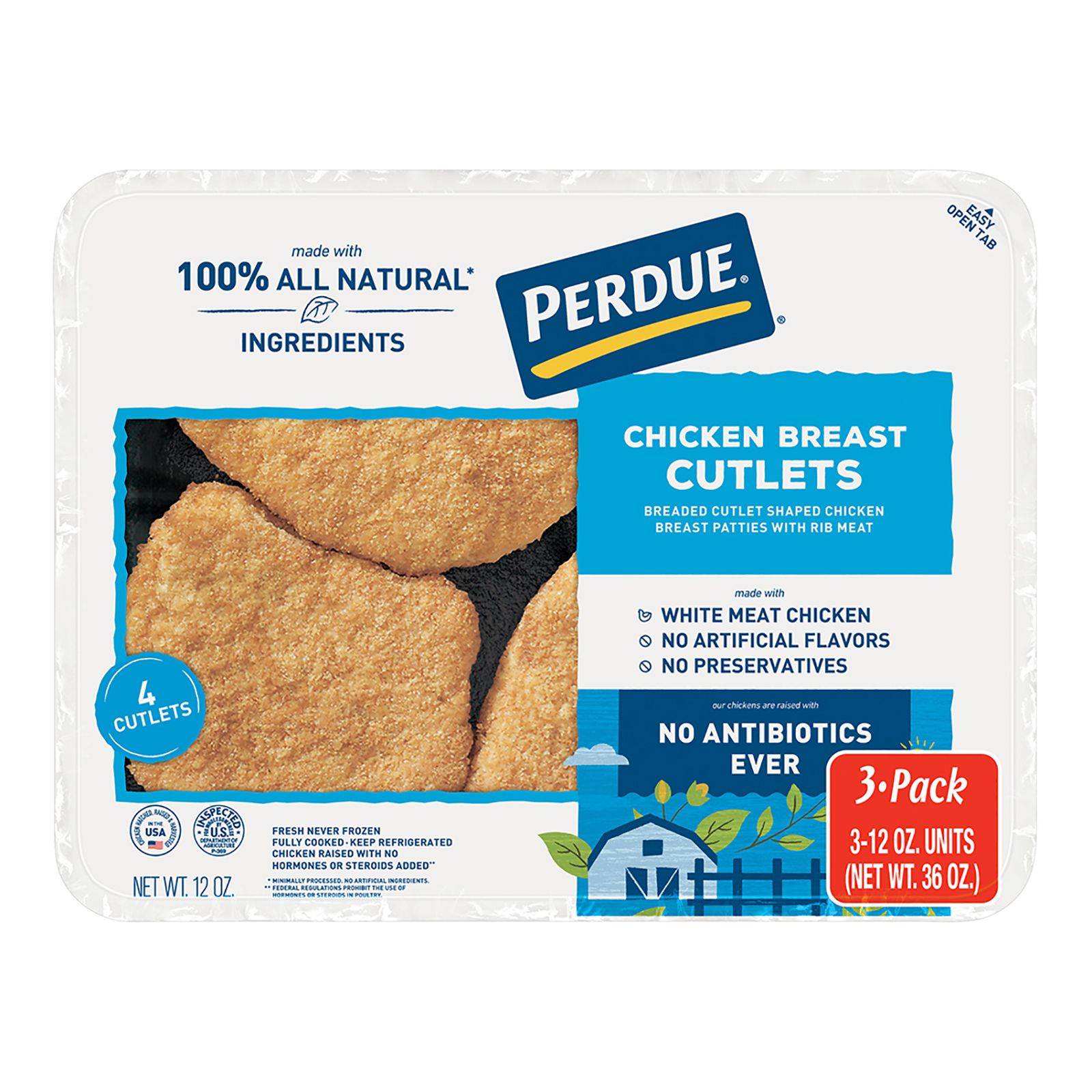 Perdue Breaded Chicken Breast Cutlets, 3pk./12 oz.