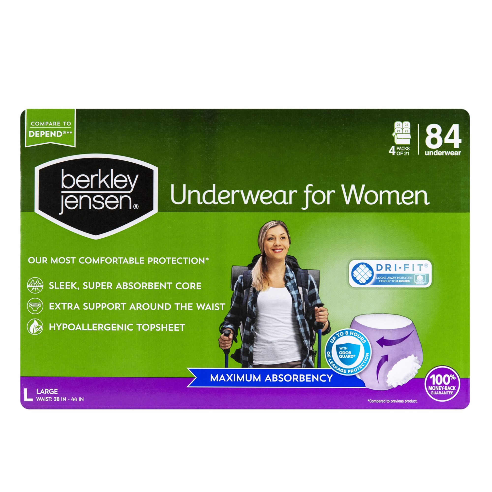 Depend for Women Large Maximum Absorbency Underwear, Blush Color