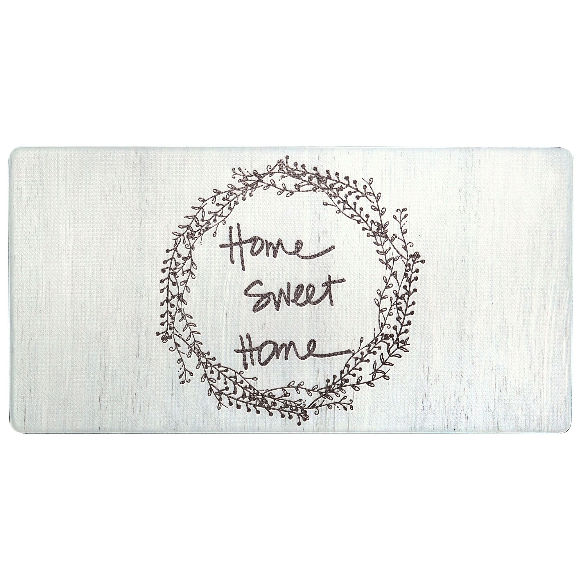 Nicole Miller New York Nicole Miller Anti-Fatigue Kitchen Mat - "Home Sweet Home" Print, White/Brown, 39" x 20" x 1"