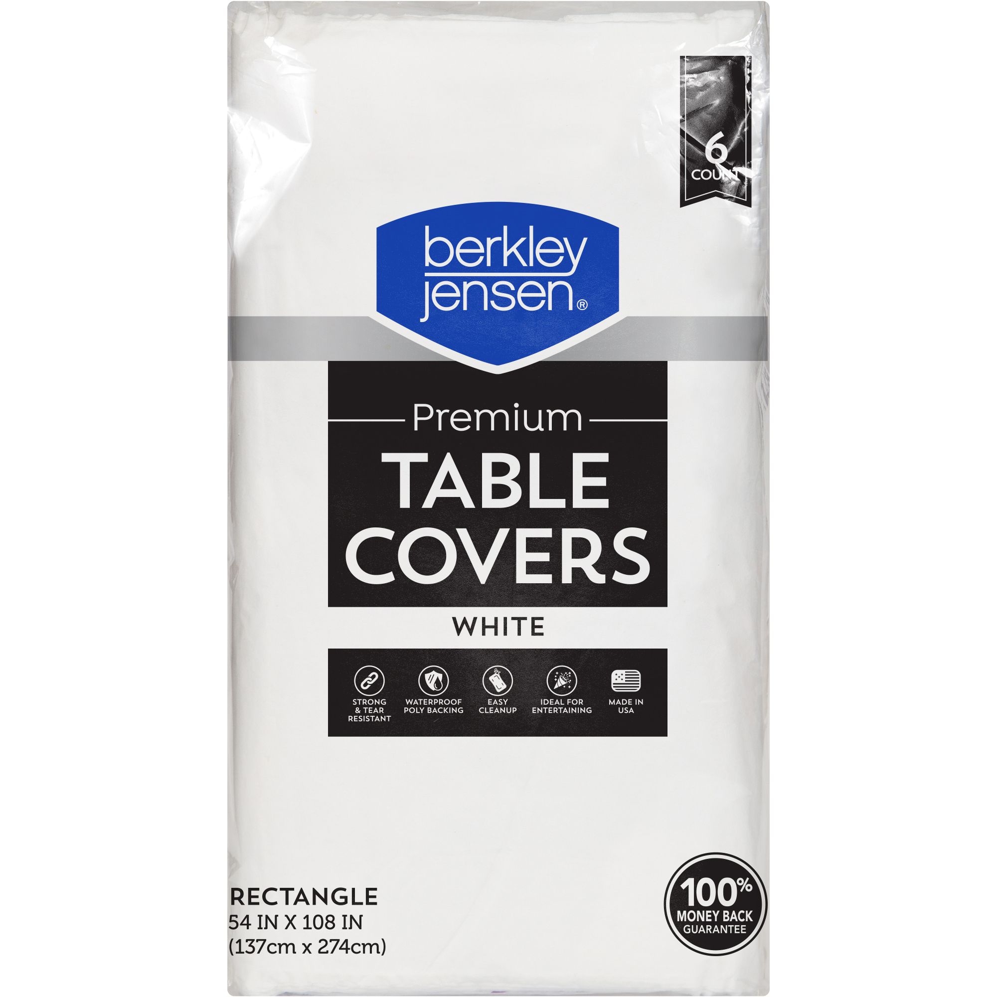 Berkley Jensen White Tablecover, 6 ct.