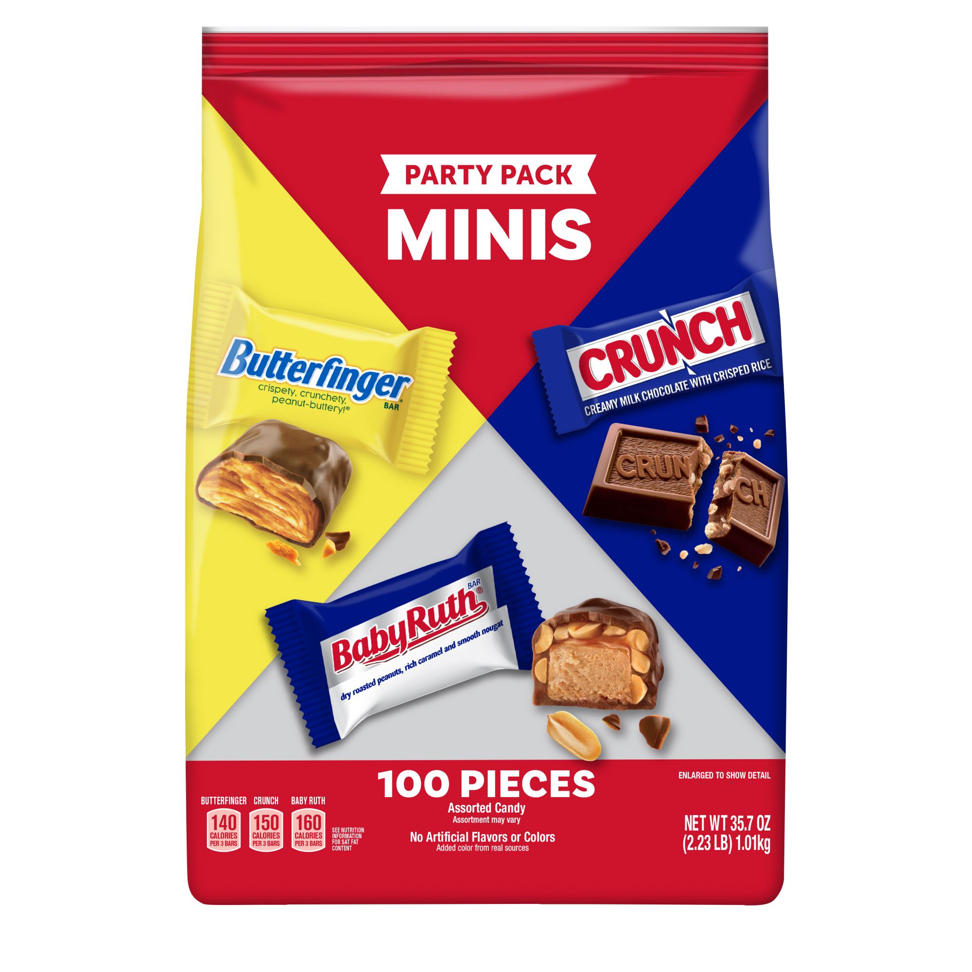 Butterfinger, Crunch, 100 Grand & Baby Ruth Assorted Chocolate Bar Variety  Pack, 30CT