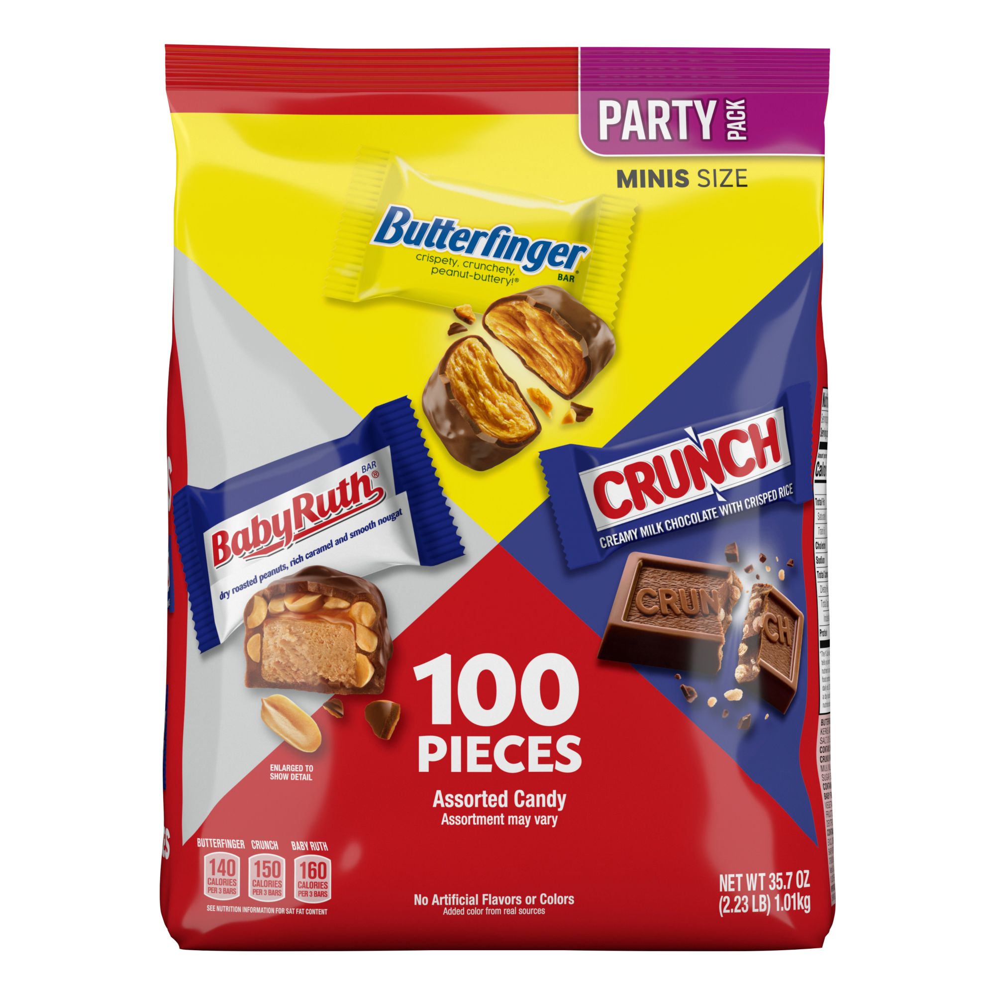 Butterfinger, Crunch, 100 Grand & Baby Ruth Assorted Chocolate Bar Variety  Pack, 30CT