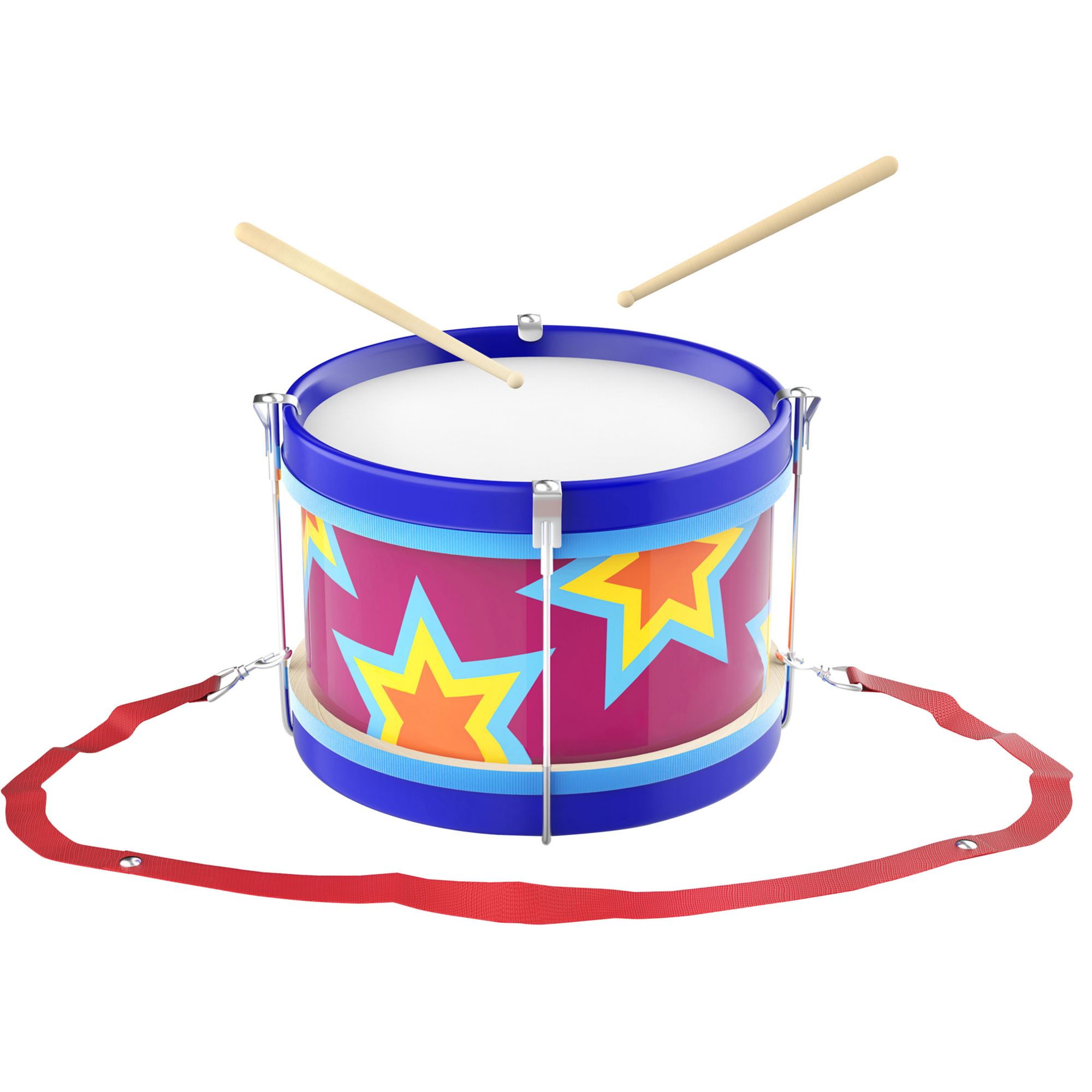 Toy Time Double-Sided Toy Drum with Drum Sticks and Adjustable Neck Strap