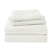 Brooklyn Flat Twin Extra Long Cotton Rich Ultra Soft Jersey Knit Sheet Set  - White