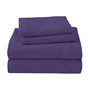 Brooklyn Flat Twin Extra Long Cotton Rich Ultra Soft Jersey Knit Sheet Set  - Ultra Violet